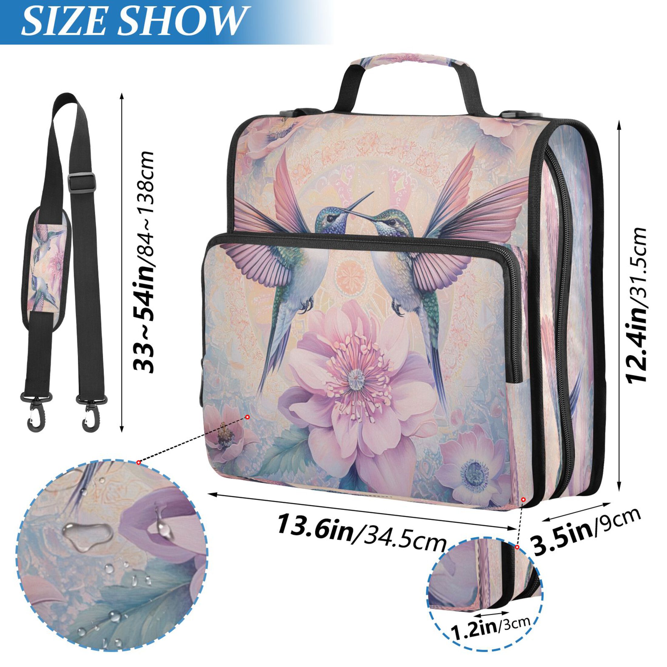 YAZAOO Zipper Binder trapper keeper Documents Organized Design Harmony Of Hummingbirds Printed
