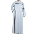 thumbnail image 1 of DPTALR Men's Muslim Robe Arab Middle Robe Long Style Long Sleeve Embroidered Standing Neck Pocket Long Shirt Casual Robe, 1 of 9
