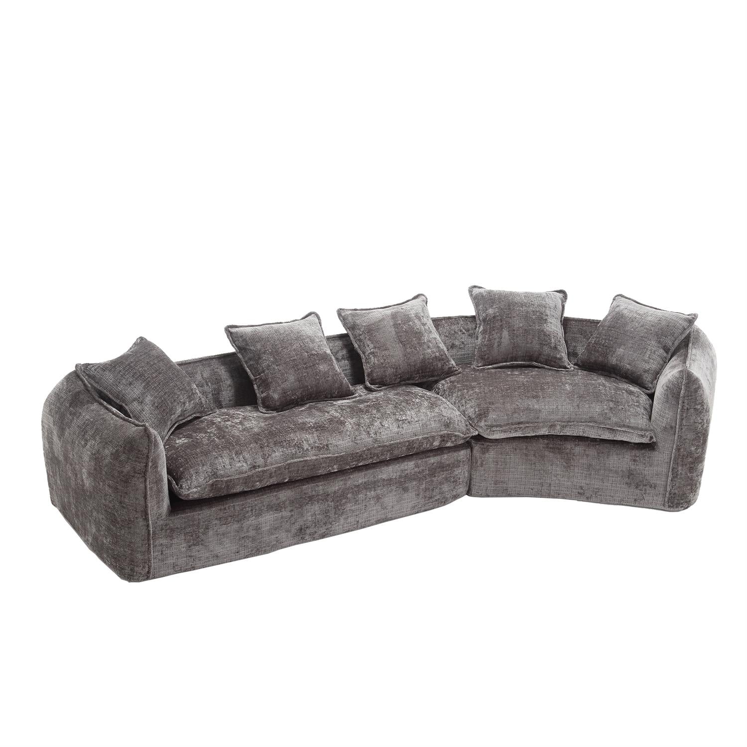 Demi Bonn 125" Modern Modular U-Shaped Sectional Sofa, Spacious 5-Seat Chenille Fabric Couch with Plush Pillows for Living Room, Minimalist Cloud-Style, Gray