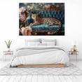 thumbnail image 4 of Mudket Vintage Leopard on Dark Teal Sofa with Peony Flowers Framed Canvas Wall Art, Elegant Animal Wall Art for Living Room, Home Office, Bedroom Decor, Ready to Hang-20"L x 16"W, 4 of 10