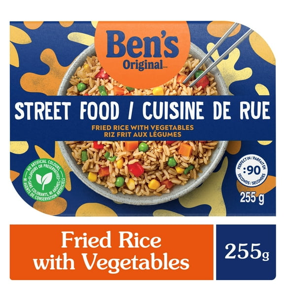 BEN'S ORIGINAL Street Food Fried Rice with Vegetables, Prepared Entrée, Microwave in 90 Seconds, 255 g, Ben's Original Street Food Fried Rice with Vegetables