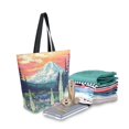 thumbnail image 2 of FORMRS Womens Canvas Tote Bag with Zipper Inner Pocket Shoulder Handbag, Floral Mountain, 2 of 7