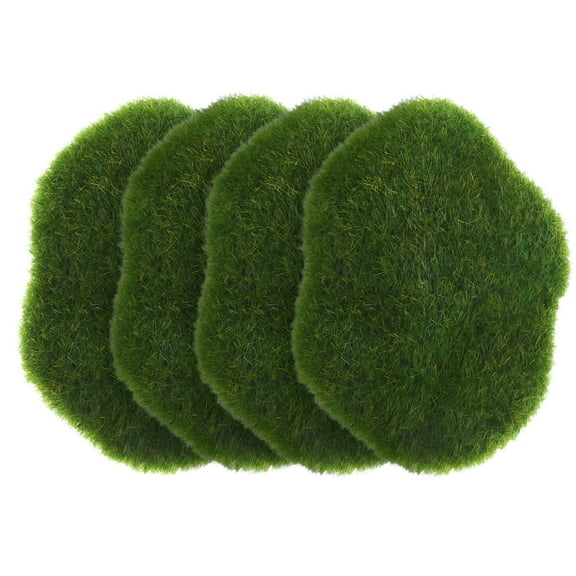 LOLIPPYY 4Pcs Bulk Moss Artificial Moss Rocks Green Plastic Landscape Creation for Garden Decor