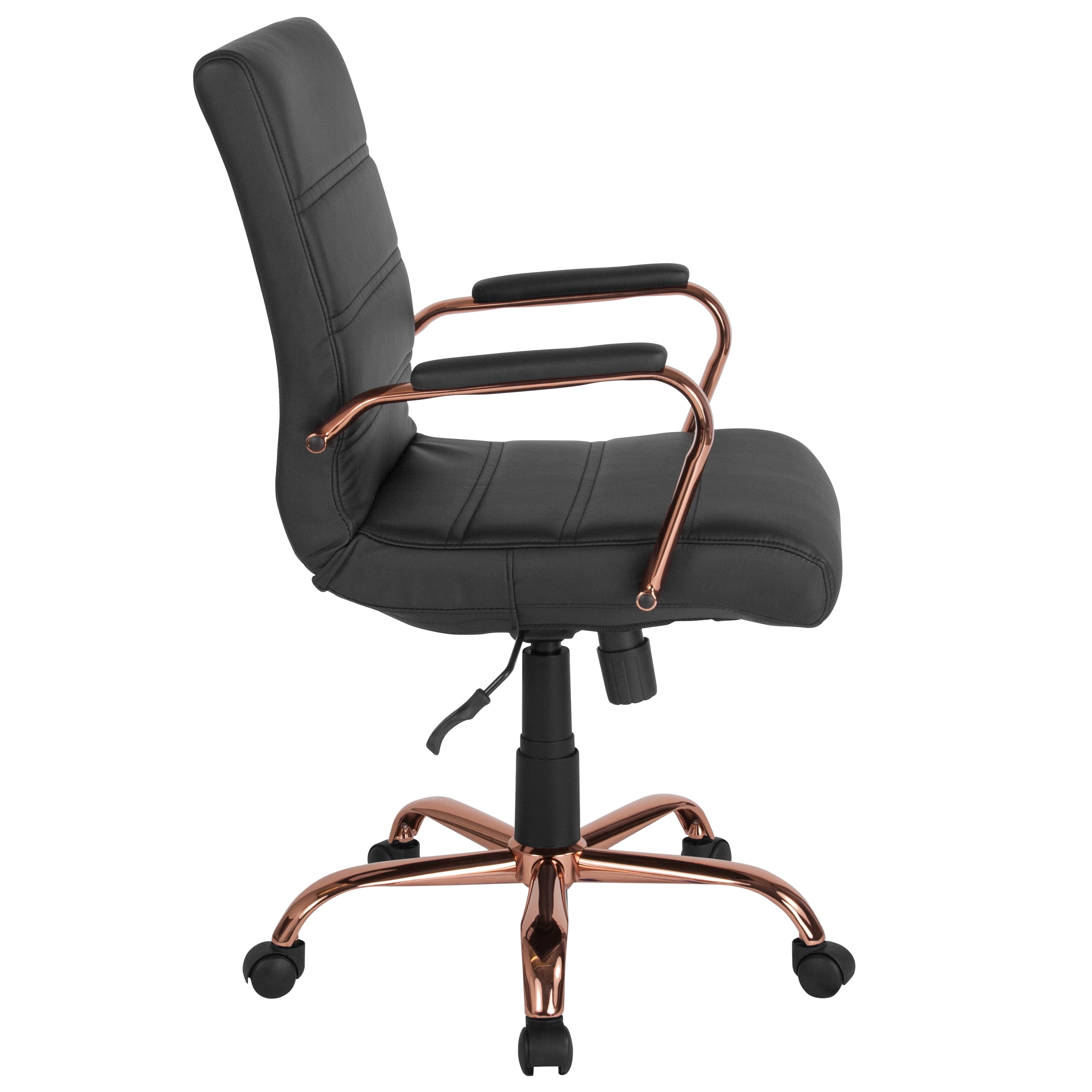 Flash Furniture Mid Back White Leathersoft Executive Swivel Office Chair With Rose Gold Frame And Arms Walmart Com Walmart Com