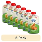(6 pack) Earth's Best Organic Stage 2 Baby Food, Carrot Pear Fruit & Veggie Puree, 3.5 oz Pouch