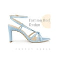 thumbnail image 4 of BLISSFUL STEP Pointed Toe Slingback Block Heels Sandals Sky Blue (Size 8.5), 4 of 6