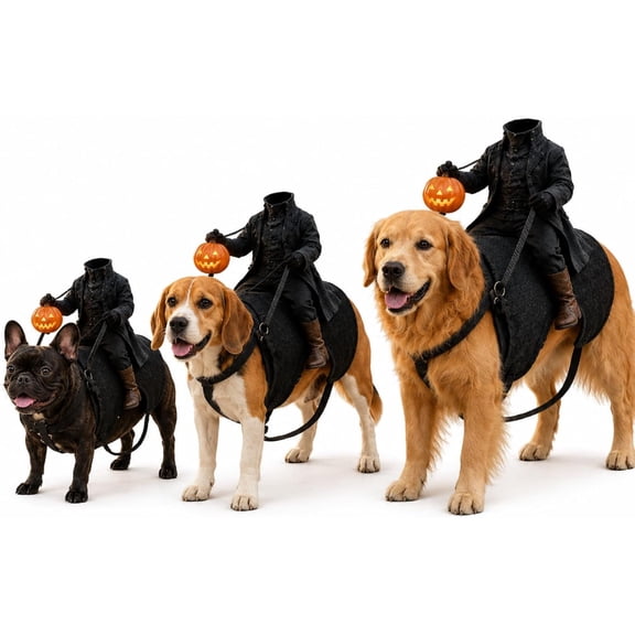Halloween Pet Costume - Headless Horseman Cat/Dog Costume with Pumpkin Outfit Set for Halloween Cosplay Party Nights, Size:M