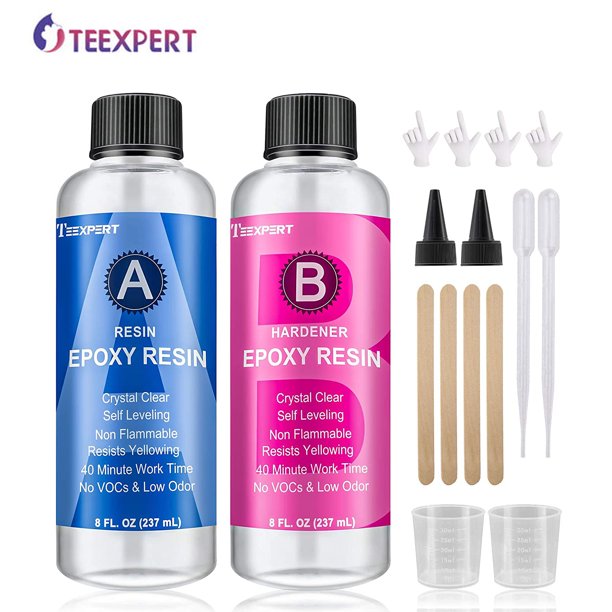 Teexpert Epoxy Resin Kit 16OZ 2 Part Amazing Clear Casting Resin Molds