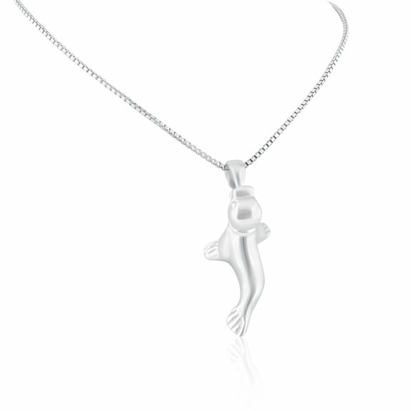 SilverCloseOut Sterling Silver Ocean Playing Seal Charm Necklace