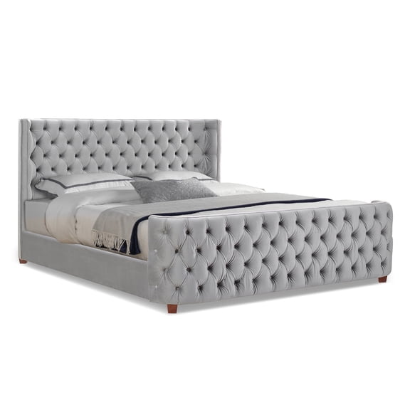 Brooklyn King Tufted Bed, Opal Grey