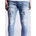 thumbnail image 5 of Crysp Denim Men's Light Wash Distressed Rip & Repair Skinny Fit Stretch Jeans (40, Light Blue Stonewash), 5 of 6