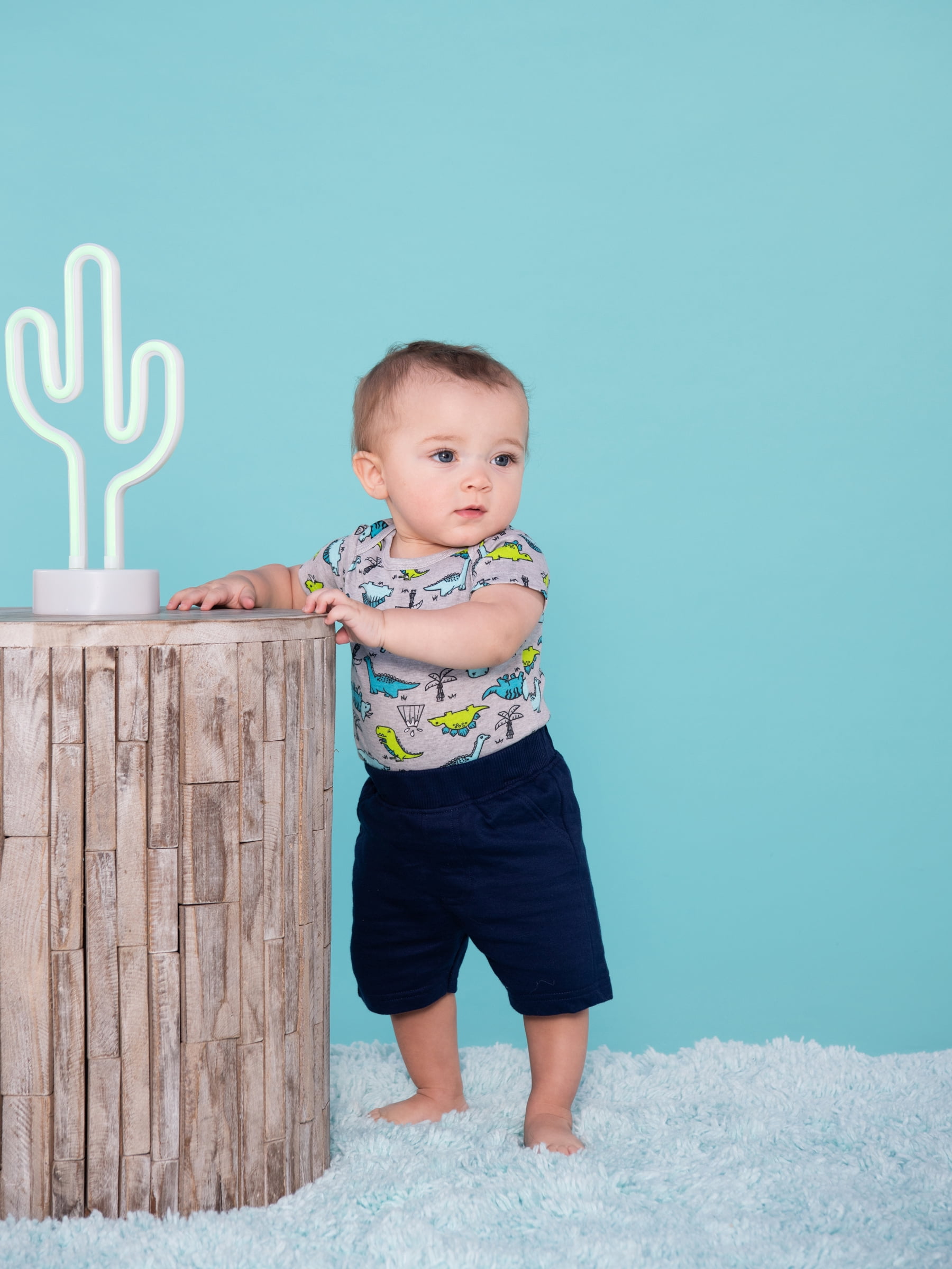 Little Star Organic Baby Boy 100% Organic Cotton Short Sleeve Bodysuits, 5-pack (NB-24M)