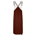 thumbnail image 4 of Womens Summer Satin Dress 2025 Color Block Loose V Neck Contrast Patchwork Flowy Beach Vacation Maxi Dresses, 4 of 7