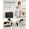 thumbnail image 4 of 130L Laundry Hamper with Lid 3-Section Large Laundry Basket Removable Mesh Liner Bamboo Handles Collapsible Ink Black, 4 of 6