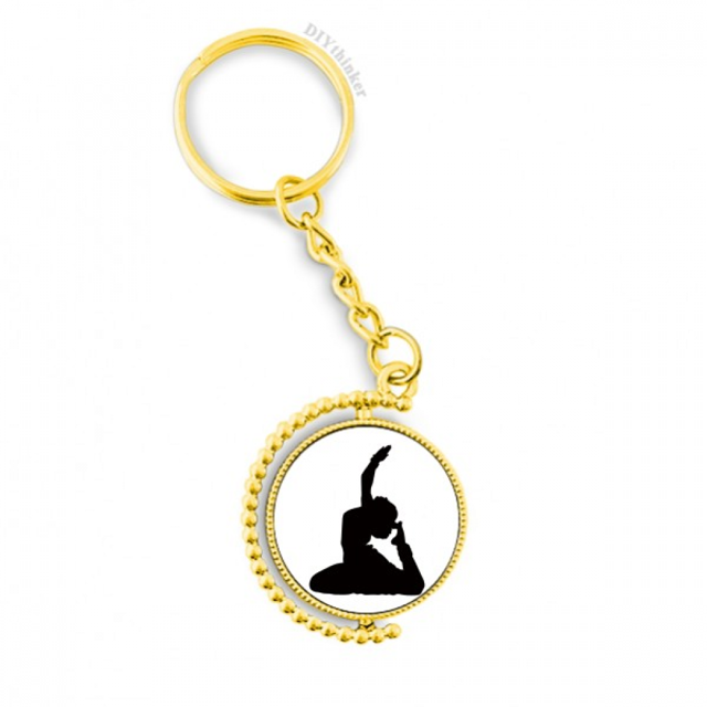 Dancer Art Peacock yoga deportes Anillo de oro de metal llavero llavero