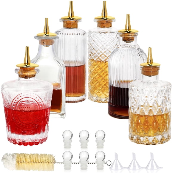 Set de botellas para amargos SuproBarware de vidrio con dosificador, 6 piezas