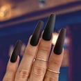 thumbnail image 3 of 24 Pcs Matte Ballerina Press On False Nails Pure Black Punk Rock Nail, 3 of 5