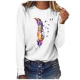 thumbnail image 1 of PVCS Hauts pour Femmes Col Rond Imprimé Manches Longues Blouse Décontractée Ample T-shirt, 1 of 5