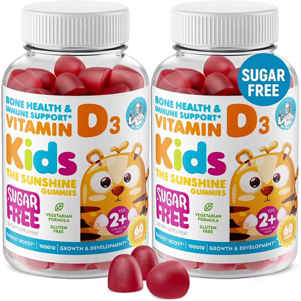Sugar Free Vitamin D Gummies for Kids & Adults Natural Vitamin D3 Chewable Gummy Supplements
