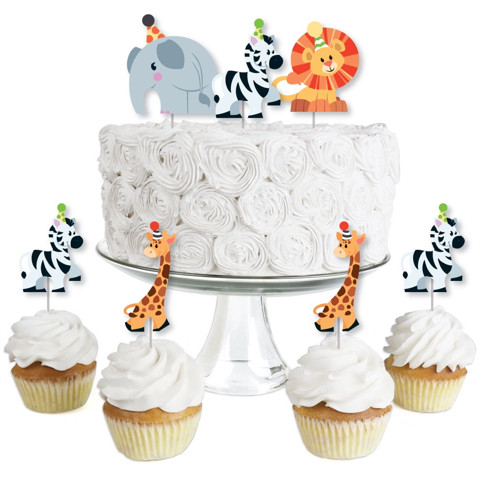24pc SAFARI  ZOO ANIMALS  Cupcake Toppers Party supply 
