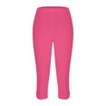 thumbnail image 6 of Stamzod Workout Leggings for Women High-Waisted Stretchy Capri Leggings Casual Soft Cropped Yoga Pants Summer Clothes Pink B S, 6 of 6