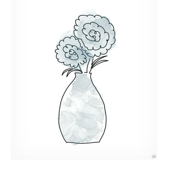 Canvas Wall Art - Line and Brush 'Floral Glass Bunch 2' Wall Art for Living Room, Bedroom, or Office Décor by Trademark Fine Art - 14 x 19 Inches