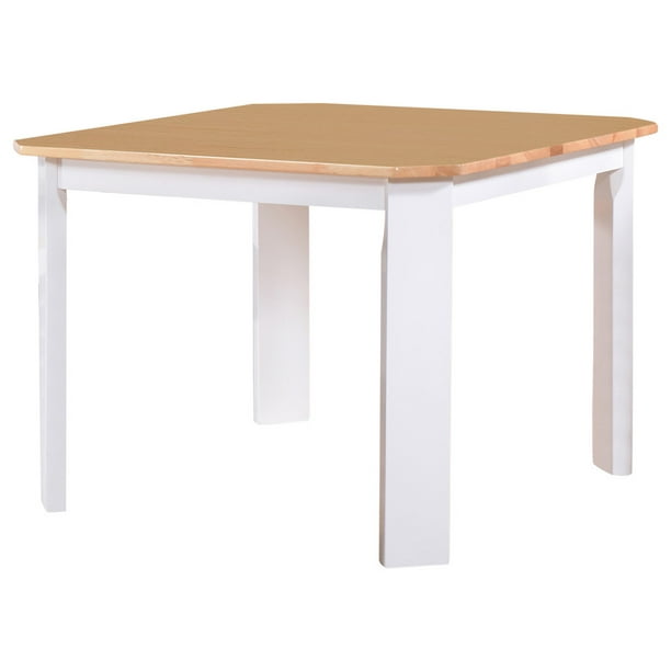 Berlin Kitchen Dining Table, White & Natural Wood, Contemporary, 39" Square