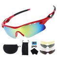 thumbnail image 1 of Gafas de conducción de motocicleta Unique Bargains 1 juego PC Tri-acetel Celulosa gafas de sol para deportes al aire libre motocross bicicleta de tierra lente rojo tono plateado marco rojo negro, 1 of 7