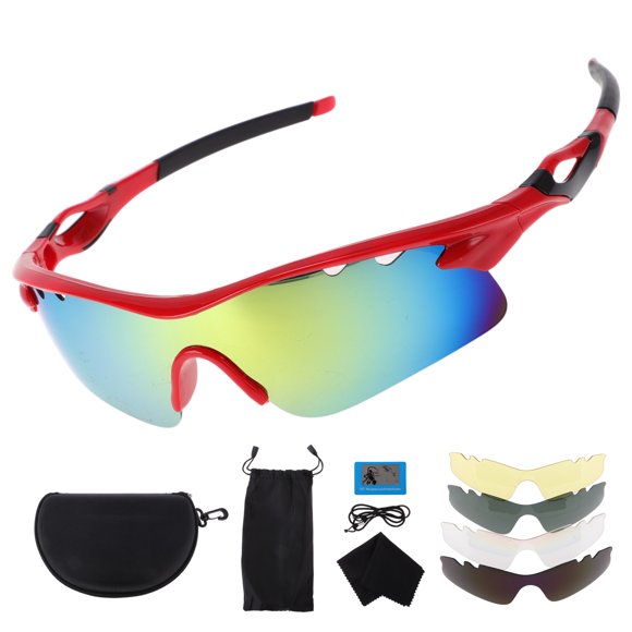 Gafas de conducción de motocicleta Unique Bargains 1 juego PC Tri-acetel Celulosa gafas de sol para deportes al aire libre motocross bicicleta de tierra lente rojo tono plateado marco rojo negro