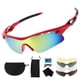 thumbnail image 1 of Gafas de conducción de motocicleta Unique Bargains 1 juego PC Tri-acetel Celulosa gafas de sol para deportes al aire libre motocross bicicleta de tierra lente rojo tono plateado marco rojo negro, 1 of 7