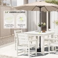thumbnail image 2 of KINGYES 5-Piece HDPE Outdoor Dining Set for 4, Square Patio Table & Armchairs with Umbrella Hole, All-Weather Patio Dining Set for Backyard, Garden, Lawn & Poolside, White, 2 of 8