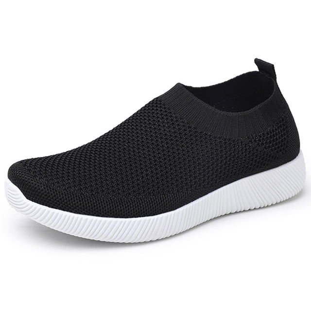 Zapatillas de deporte Yinane para mujer sin cordones transpirables ligeros Negro 38