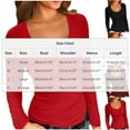 thumbnail image 3 of Scoop Neck Tops for Women Long Sleeve Slim Fit Base Tee Shirts Solid Color Casual Going Out Bkouses Fall Tshirts (XL, Wine), 3 of 4