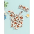thumbnail image 4 of Wassery 4th of July Infant Baby Girl Swimsuits Outfits Summer Cow Head Print One Shoulder Romper Swimwear+Headband Toddler One Piece Bathing Suits Beachwear, 4 of 8