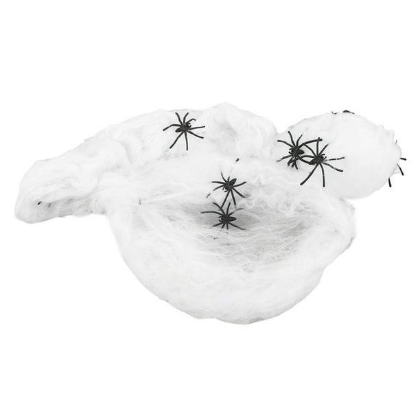 Decoración De Tela De Araña, Decoraciones De Tela De Araña De Halloween Anudadas A Mano, Elasticidad De Goma De Poliéster De Mano De Obra Fina Con 40 Arañas Falsas Para