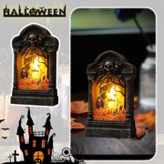JIhuahe Halloween Decorations Illuminated Tombstone Atmosphere Lamp, Halloween Graveyard Scene Light Bar for Haunted House Room Decor, Gothic Mood Lighting, and Spooky Display,A