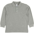 thumbnail image 2 of Leveret Long Sleeve Cotton Polo Shirt Light Gray 14 Year, 2 of 3