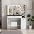 thumbnail image 2 of Makeup Vanity Desk with LED Lighted Mirror,Large Vanity Desk With 5 Drawers And Shelves,Vanity Table Set With  USB Ports & Outlets For Bedroom,, 2 of 6