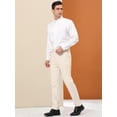 thumbnail image 4 of Pantalones de vestir para hombre Pantalones de negocios ajustados con frente plano de color sólido Beige L, 4 of 6