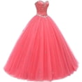 thumbnail image 3 of Likedpage Vestido de fiesta con forma de corazón para mujer, vestidos de quinceañera de tul, vestido de fiesta (US10, azul real) A A, 3 of 5
