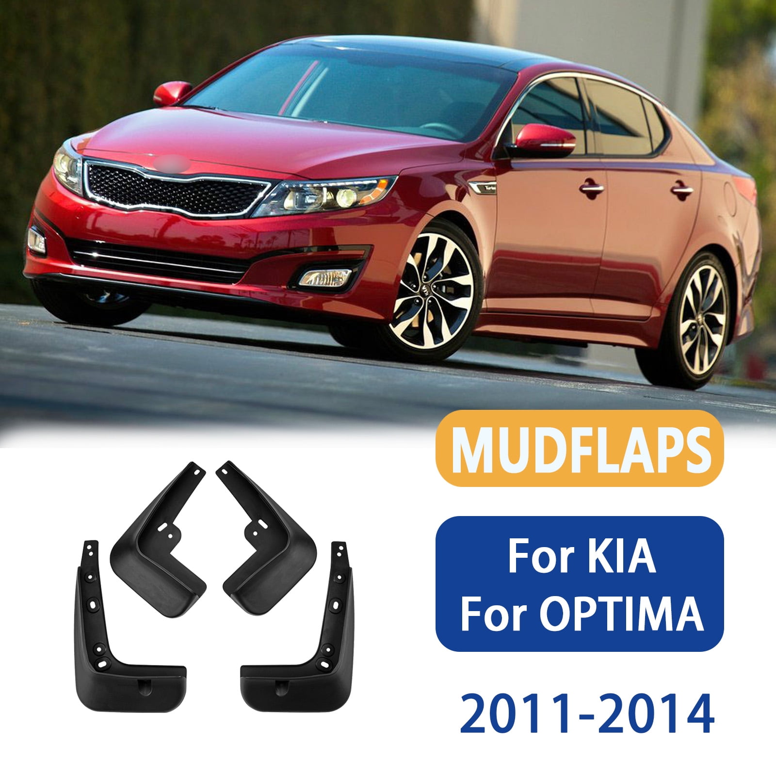 Mud Flaps For Kia Optima 2011-2014, No Drilling Mudguard Accessories, 4PCS Front & Rear Mudguards-black