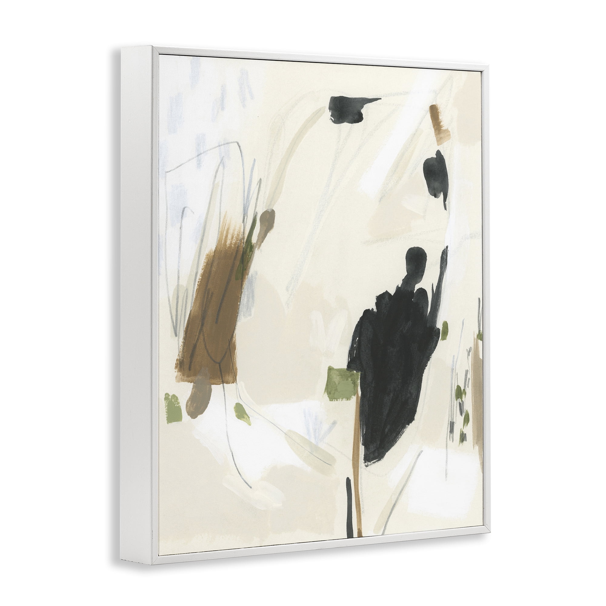 Stupell Industries Subdued Neutral Abstract Abstract Painting White Framed Art Print Wall Art, 24 x 30