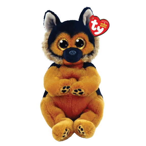 Ty Beanie Baby - ACE the German Shepherd (6"  Stuffed Toy Plush)(BONUS 1 FUN CHOPS & 1 TY CARD