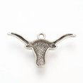 thumbnail image 2 of U8MO 2 Longhorn Pendants Antiqued Silver Texas Western Charms Stock Show Findings B, 2 of 2