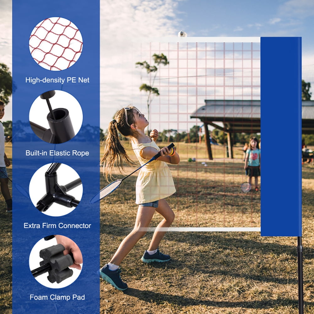 Spaco 14 x 5 Feet Portable Beach Training Badminton Net with Carrying Bag, Badminton Net Stand, Light and Fast Set Up, Perfect for Kids Volleyball, Tennis, Pickleball, Soccer Tennis