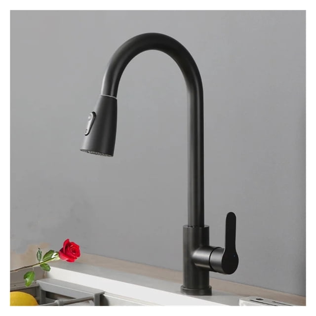 Robinets de Cuisine Tête de Pulvérisation à Jet Rétractable en Nickel Brossé pour Évier et Terrasse