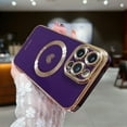 thumbnail image 2 of iPhone 14 Pro Max Magnetic Case, Compatible with MagSafe, Luxury Plating Cute Love Heart Bling Phone Case for Women Girls, Soft TPU Full Camera Shockproof Protective Case (Purple), 2 of 13