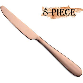 Rose Gold Dinner Knife Set Of 8 Stainless Steel 9 05 Inch Rosegold Flatware Knives Set Rosegold 8 Piece Cutlery Dinner Table Knife Rose Gold Silverware Utensils Knife Service For 8 Dishwasher Safe Walmart Com