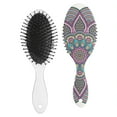 thumbnail image 2 of Artistic Floral Mandala Hair Brush - Gentle Detangler for Wet & Dry Hair, Ethnic Inspired Pattern, 2 of 6