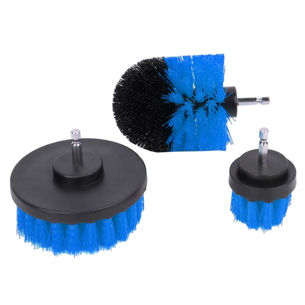Kit de limpieza de 3 cepillos eléctricos para fregar y taladro eléctrico para superficies de baño (azul)